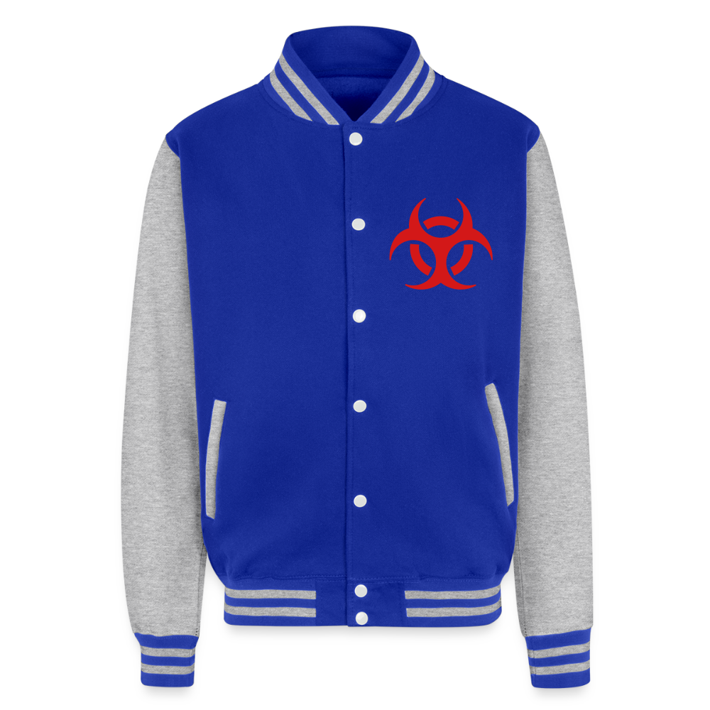 Just Hoods Heavyweight Letterman Jacket - royal/heather grey
