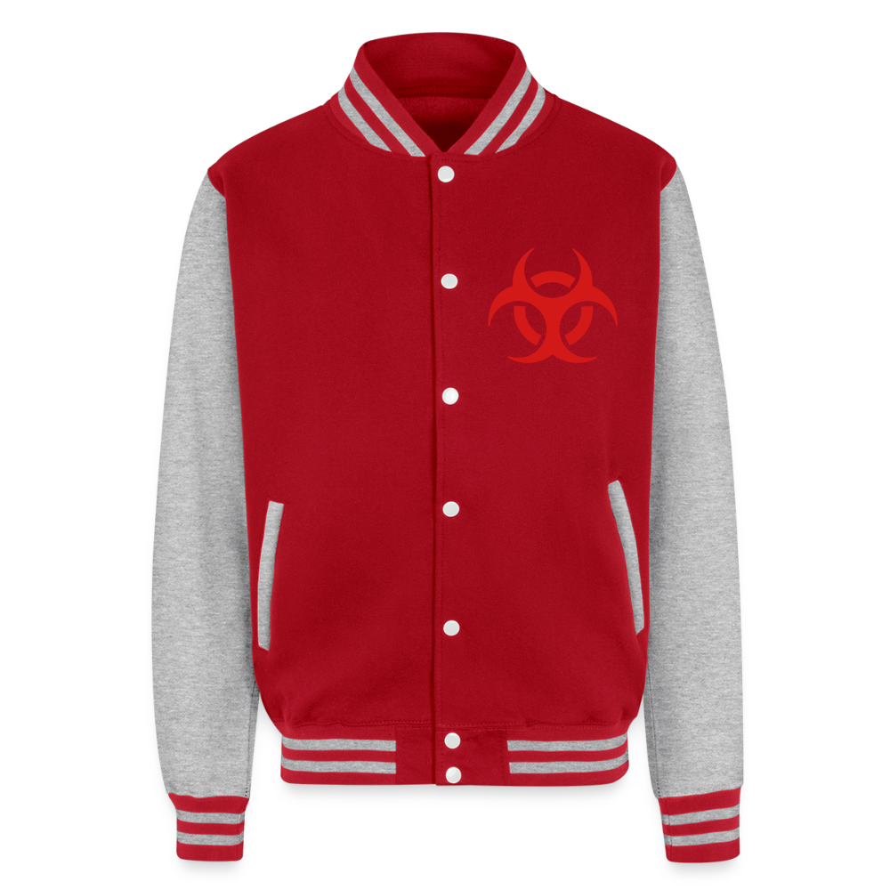 Just Hoods Heavyweight Letterman Jacket - red/heather grey