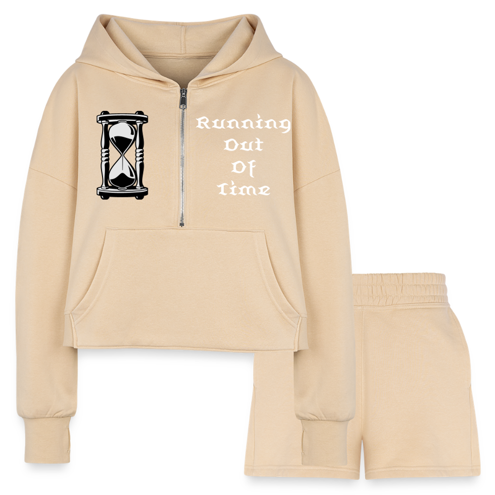 Women’s Cropped Hoodie & Jogger Short Set - nude