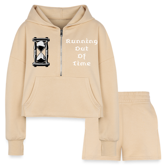 Women’s Cropped Hoodie & Jogger Short Set - nude