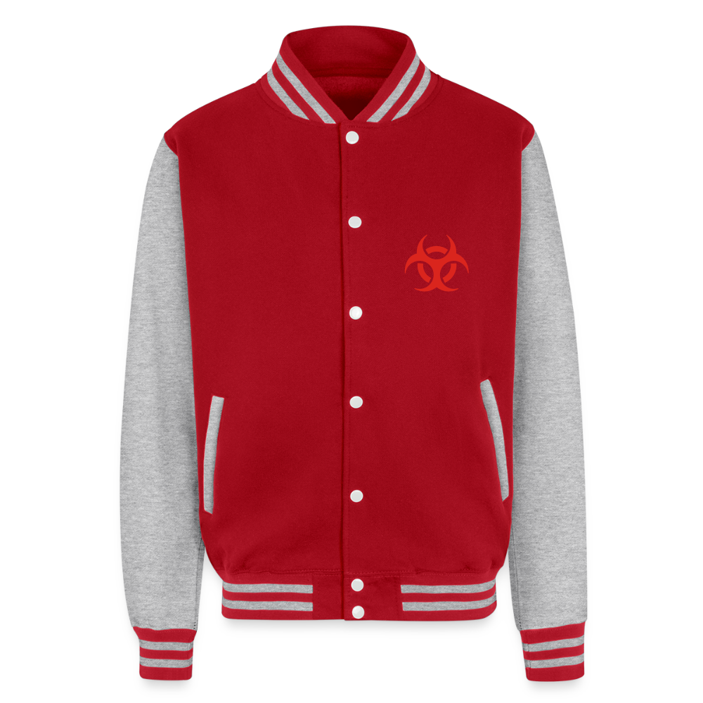 Just Hoods Heavyweight Letterman Jacket - red/heather grey