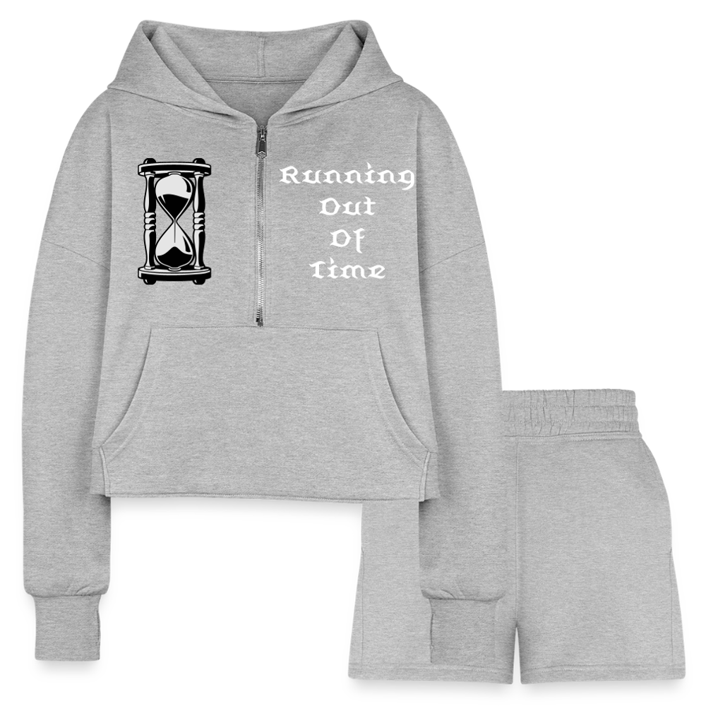 Women’s Cropped Hoodie & Jogger Short Set - heather gray