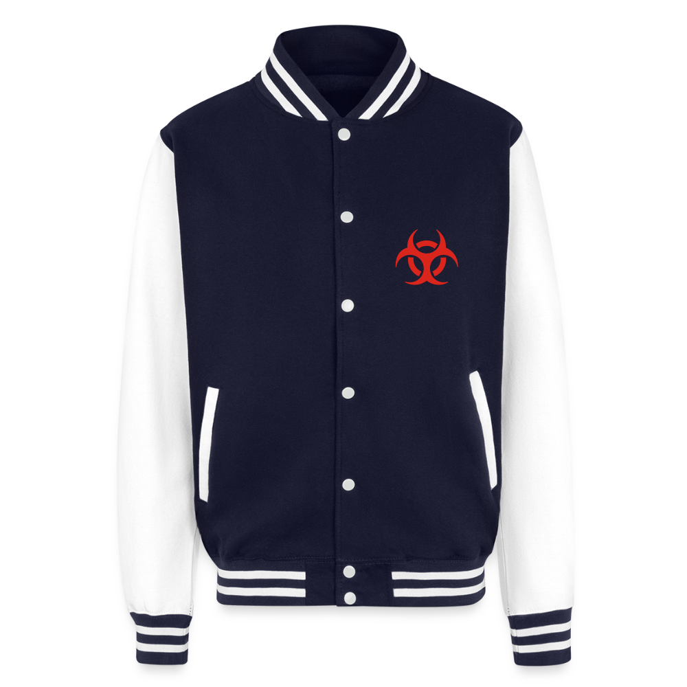 Just Hoods Heavyweight Letterman Jacket - navy/white