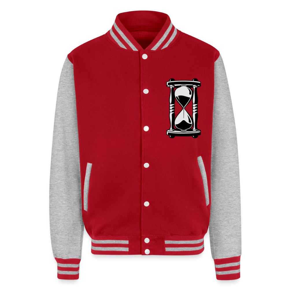 Just Hoods Heavyweight Letterman Jacket - red/heather grey