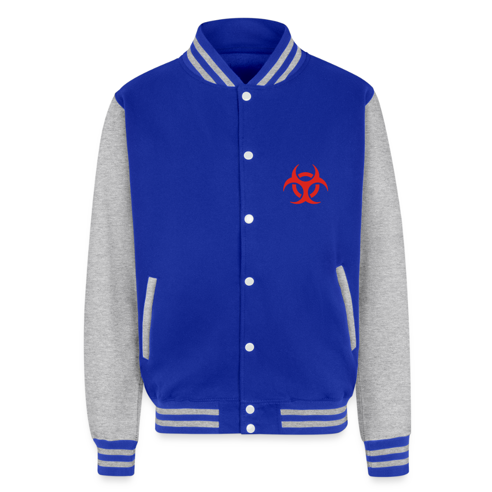 Just Hoods Heavyweight Letterman Jacket - royal/heather grey