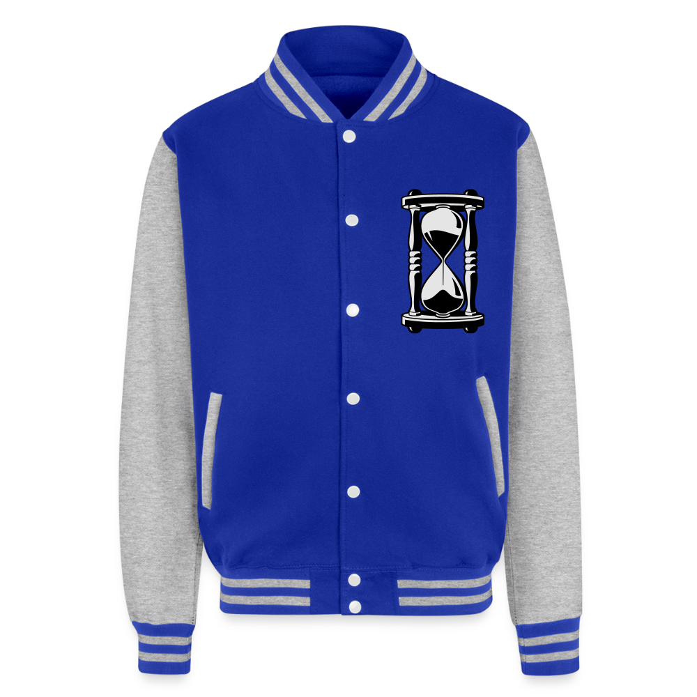 Just Hoods Heavyweight Letterman Jacket - royal/heather grey